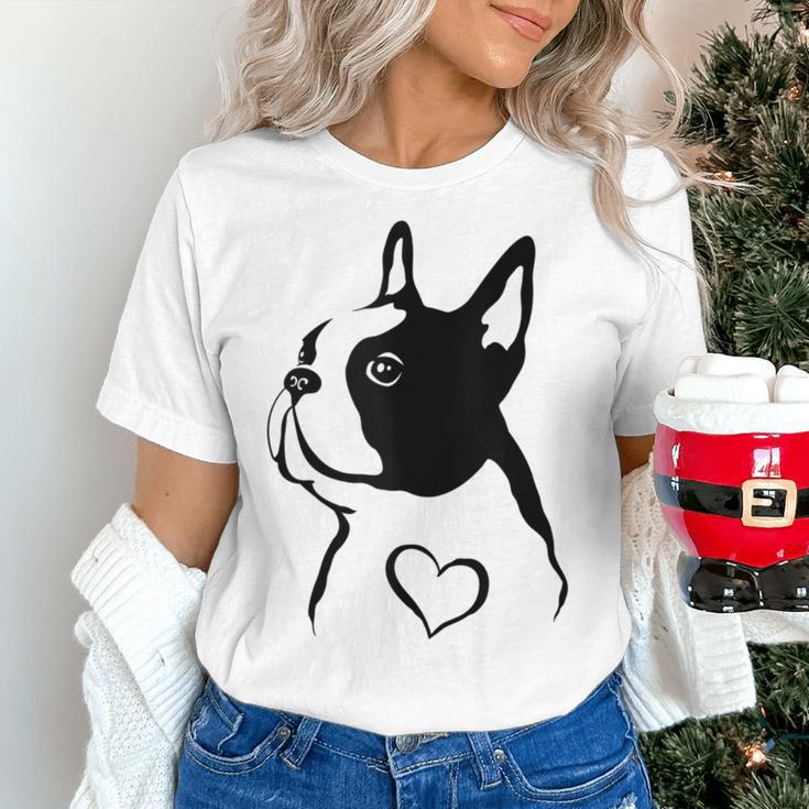 I Love My Boston Terrier Dog With Heart Women's T-Shirt, gift for family, gift for coworker