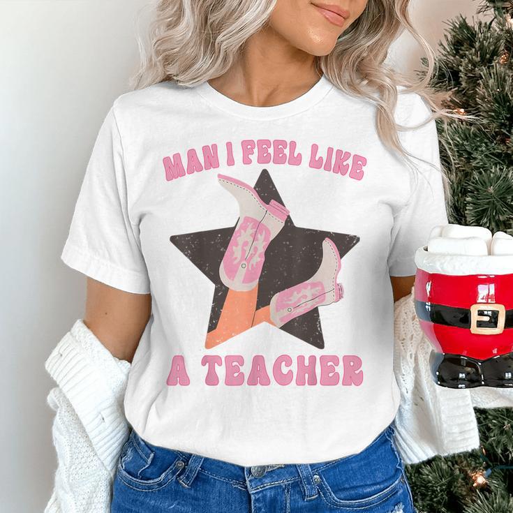 Man I Feel Like A Teacher Retro Western Country Cowgirl Women's T-Shirt, gift for family, gift for coworker Man I Feel Like A Teacher Retro Western Country Cowgirl Women's T-Shirt, gift for family, gift for coworker