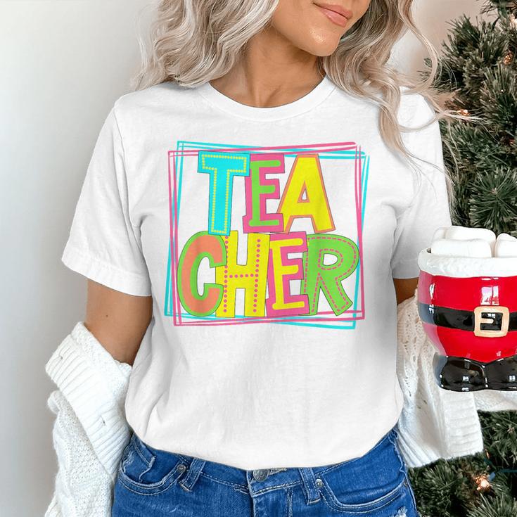 Neon Retro Teacher Cute Teacher Team New Teacher Back To Sch Women's T-Shirt, gift for family, gift for coworker