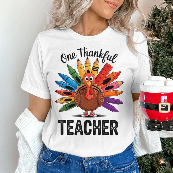 One Thankful Teacher Thanksgiving TurkeyCute Pencil Women's T-Shirt, gift for family, gift for coworker