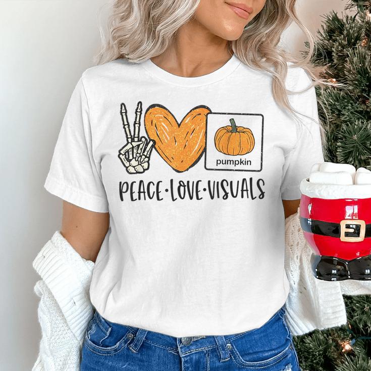 Peace Love Visuals Sped Teacher Pumpkin Skeleton Halloween Women's T-Shirt, gift for family, gift for coworker Peace Love Visuals Sped Teacher Pumpkin Skeleton Halloween Women's T-Shirt, gift for family, gift for coworker