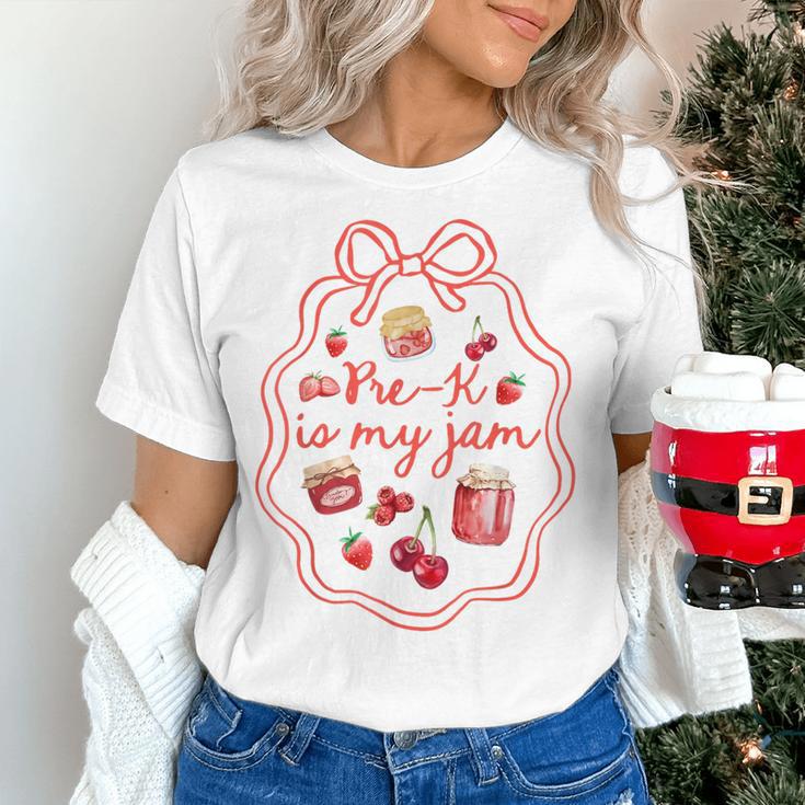 Preschool Pre-K Is My Jam Strawberry Girl Teacher Kids Women's T-Shirt, gift for family, gift for coworker