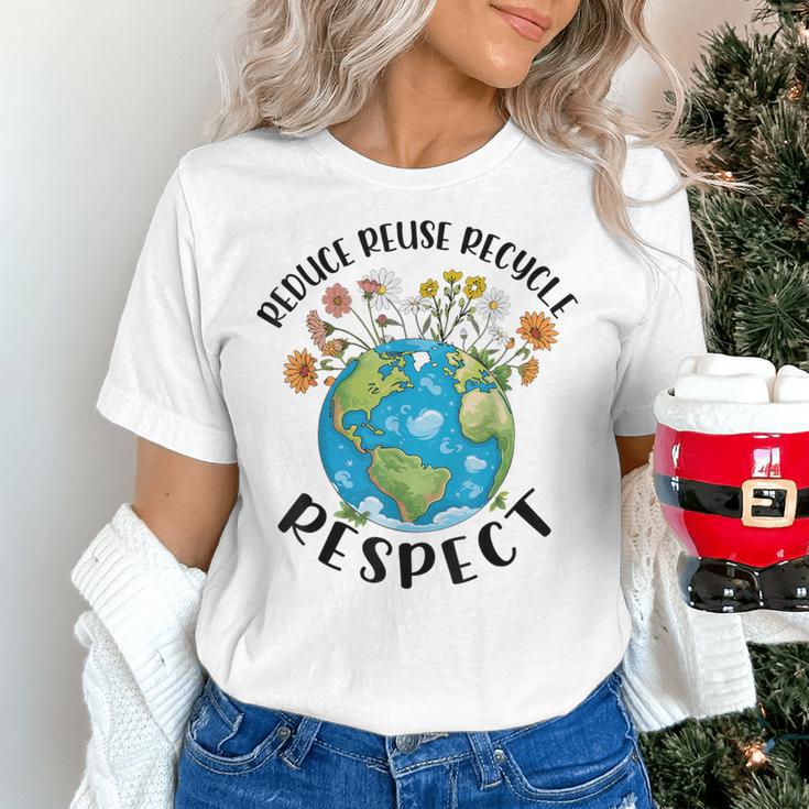 Reduce Reuse Recycle Respect Earth Day Teacher Girl Women Women's T-Shirt, gift for family, gift for coworker