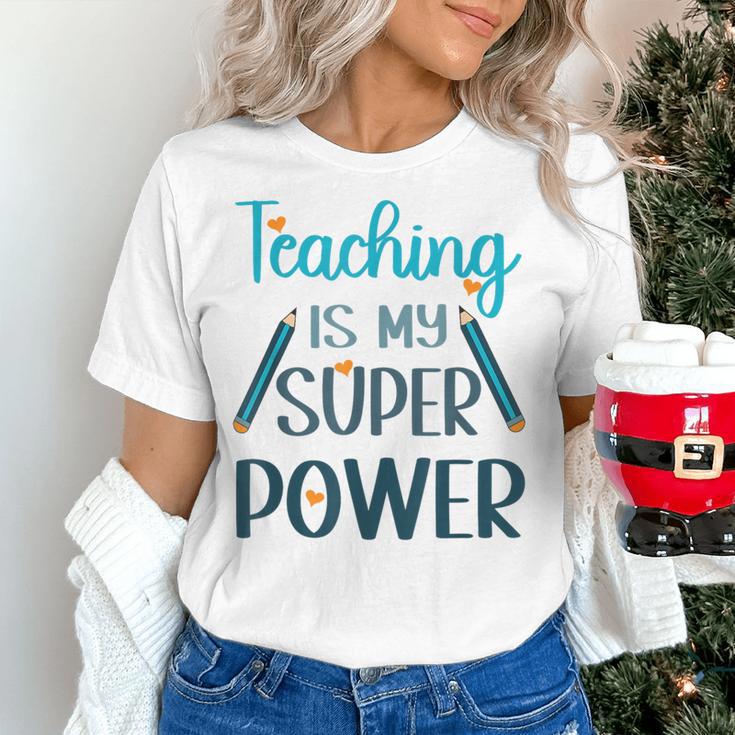 Retro Groovy Teaching Is My Super Power Teacher's Present Men Women Women's T-Shirt, gift for family, gift for coworker