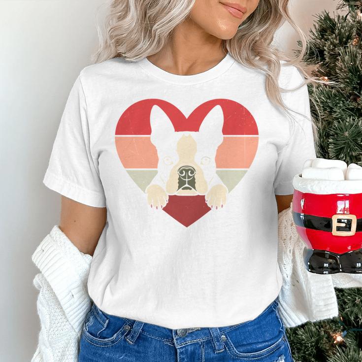 Retro Heart Boston Terrier Dog Vintage Valentine Women's T-Shirt, gift for family, gift for coworker