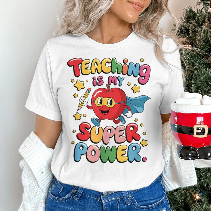 Retro Teaching Is My Superpower Apple Teacher Appreciation Women's T-Shirt, gift for family, gift for coworker Retro Teaching Is My Superpower Apple Teacher Appreciation Women's T-Shirt, gift for family, gift for coworker