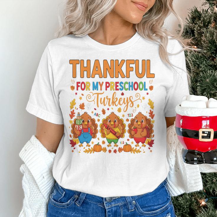 Teach Thanksgiving Teacher Thankful For My Preschool Turkeys Women's T-Shirt, gift for family, gift for coworker Teach Thanksgiving Teacher Thankful For My Preschool Turkeys Women's T-Shirt, gift for family, gift for coworker