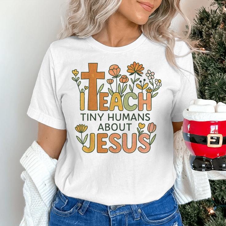 I Teach Tiny Humans About Jesus Christian Teacher Religious Women's T-Shirt, gift for family, gift for coworker
