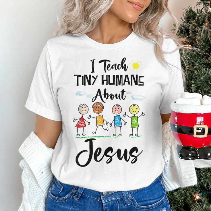 I Teach Tiny Humans About Jesus Sunday School Teacher Women's T-Shirt, gift for family, gift for coworker