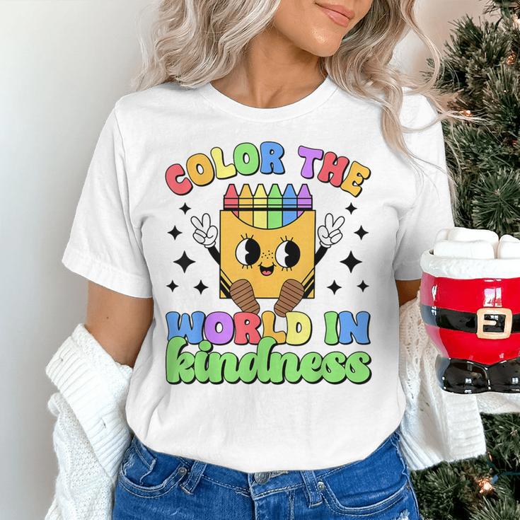 Teacher Back To School Color In Kindness Crayon Pencil Women's T-Shirt, gift for family, gift for coworker Teacher Back To School Color In Kindness Crayon Pencil Women's T-Shirt, gift for family, gift for coworker