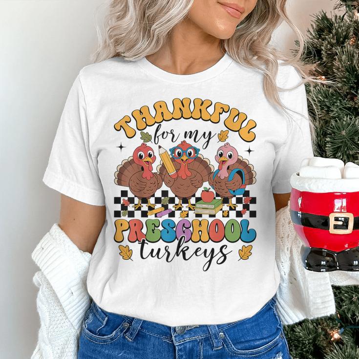 Thankful For My Preschool Turkeys Thanksgiving Teacher Fall Women's T-Shirt, gift for family, gift for coworker Thankful For My Preschool Turkeys Thanksgiving Teacher Fall Women's T-Shirt, gift for family, gift for coworker