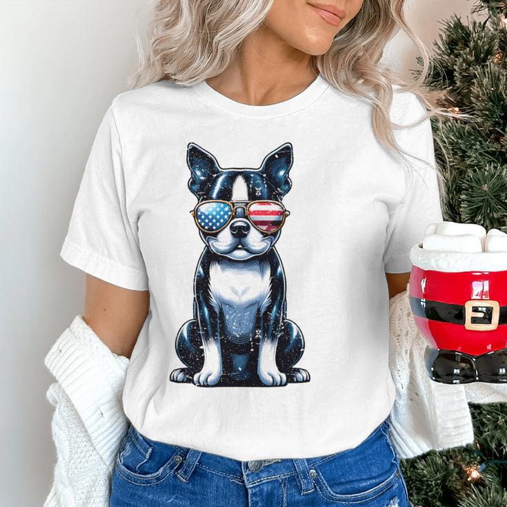 USA Flag Boston Terrier Best Dog Mom Ever 2025 Women's T-Shirt, Boston Terrier Mom Shirts, gift for family, gift for coworker