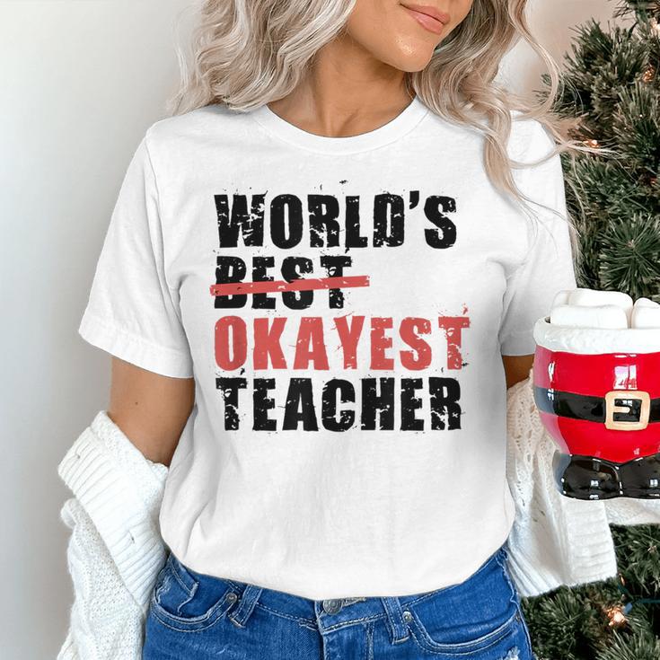 World's Best Okayest Teacher ACY025a For Men Women Women's T-Shirt, gift for family, gift for coworker World's Best Okayest Teacher ACY025a For Men Women Women's T-Shirt, gift for family, gift for coworker