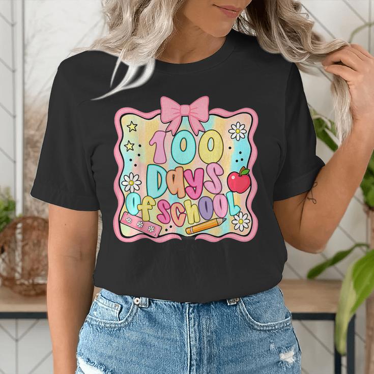 100 Days Of School Preppy 100th Day Of School Teacher Kids Women's T-Shirt, funny gift