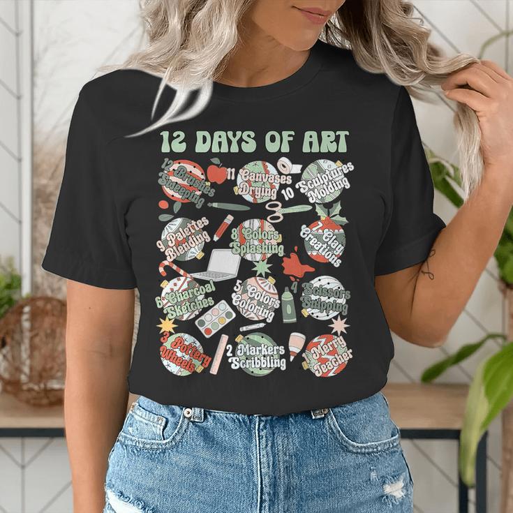 12 Days Of Art Teacher Christmas Artists Painter Educational Women's T-Shirt, funny gift