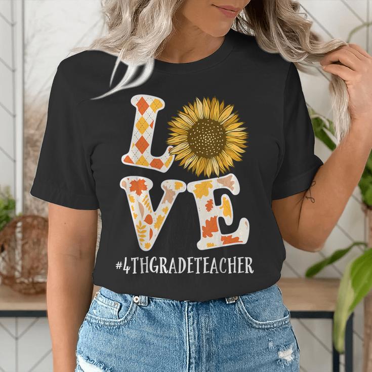4th Grade Teacher Love Autumn Fall Sunflower Appreciation Women's T-Shirt, 4th Grade Teacher Shirts, funny gift 4th Grade Teacher Love Autumn Fall Sunflower Appreciation Women's T-Shirt, 4th Grade Teacher Shirts, funny gift