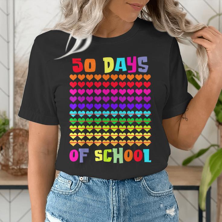 50 Days Of School Hearts Teacher Happy 50th Day Of School Women's T-Shirt, funny gift 50 Days Of School Hearts Teacher Happy 50th Day Of School Women's T-Shirt, funny gift