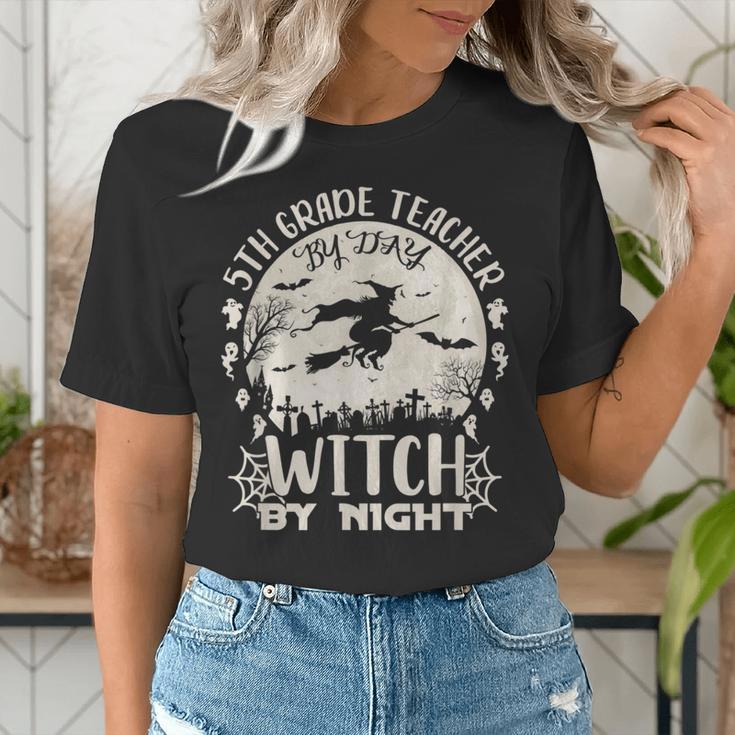 5th Grade Teacher By Day Witch By Night Halloween Women's T-Shirt, funny gift
