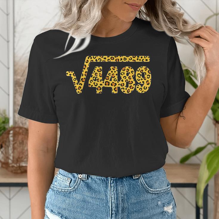 6 7 Leopard Pattern Meme Square Root 4489 Slang Math Teacher Women's T-Shirt, funny gift 6 7 Leopard Pattern Meme Square Root 4489 Slang Math Teacher Women's T-Shirt, funny gift
