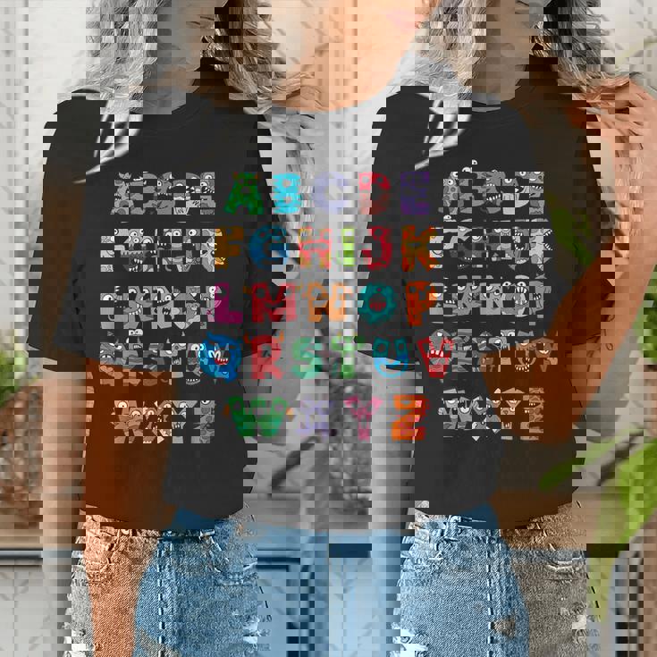 ABC Cute Monster Alphabet Halloween Teacher Costume Kids Women&#x27;s T-Shirt, funny gift