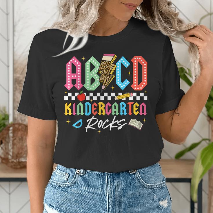ABCD Kindergarten Rocks Pencil Lightning Teachers Rock Boys Women's T-Shirt, funny gift