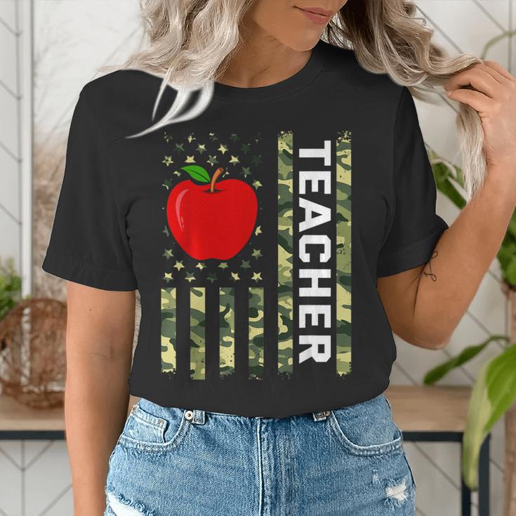 American Flag Camouflage Teacher Patriotic 4th Of July Women's T-Shirt, funny gift American Flag Camouflage Teacher Patriotic 4th Of July Women's T-Shirt, funny gift