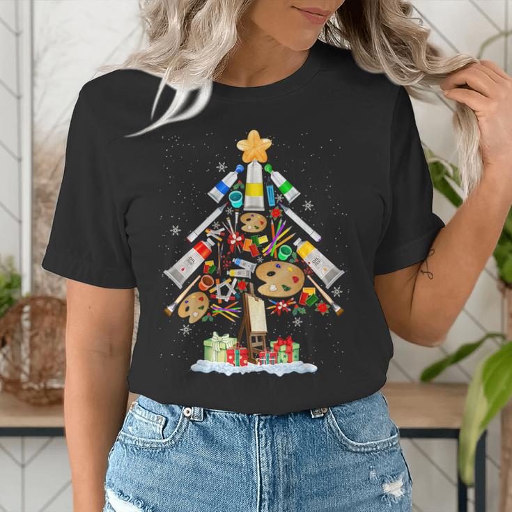 Art Christmas Tree Merry Christmas Artist Art Teacher Women's T-Shirt, funny gift Art Christmas Tree Merry Christmas Artist Art Teacher Women's T-Shirt, funny gift