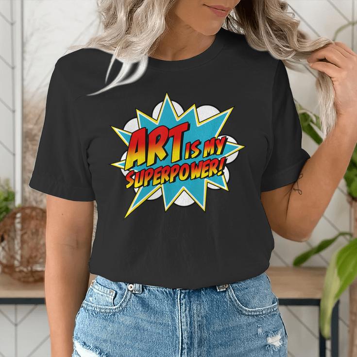 Art Is My Superpower Comic Artist Art Teacher Superhero Women's T-Shirt, funny gift Art Is My Superpower Comic Artist Art Teacher Superhero Women's T-Shirt, funny gift