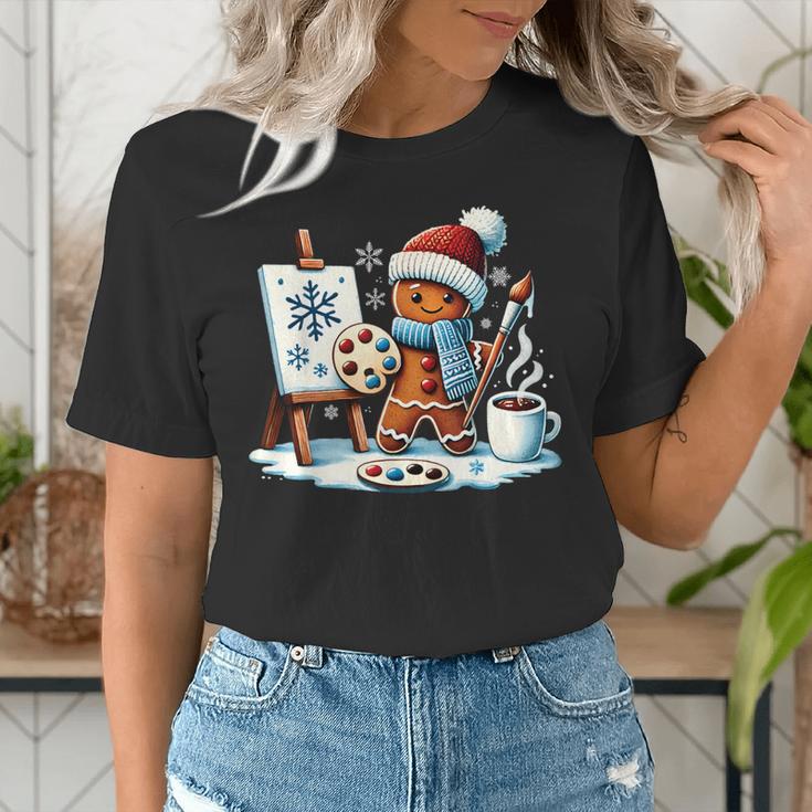 Artist Gingerbread Painter Art Teacher Student Christmas Women's T-Shirt, funny gift