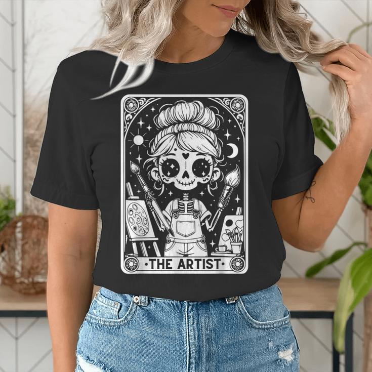 Artist Tarot Card Skeleton Painter Art Teacher Witchy Women's T-Shirt, funny gift Artist Tarot Card Skeleton Painter Art Teacher Witchy Women's T-Shirt, funny gift