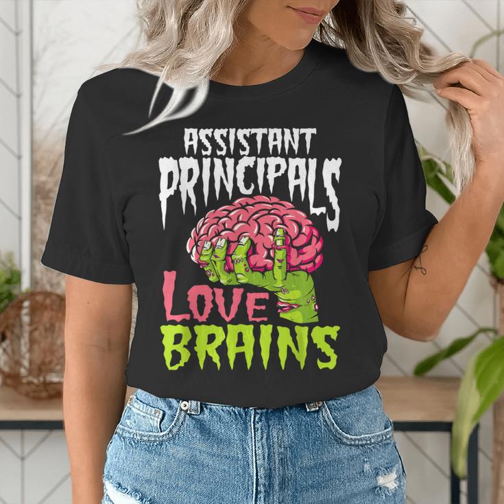 Assistant Principals Love Brains Zombie Teacher Halloween Women's T-Shirt, funny gift