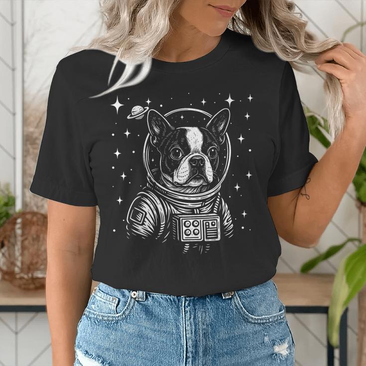 Astronaut Boston Terrier Space Galaxy Dog Lovers Women's T-Shirt, funny gift