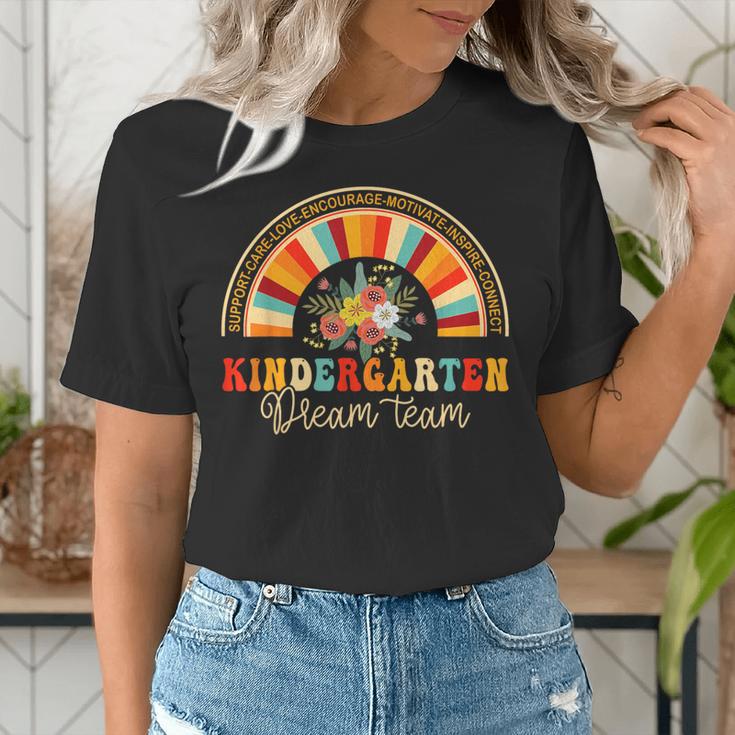 Back To School Kindergarten Dream Team Teacher Love Floral Women's T-Shirt, funny gift