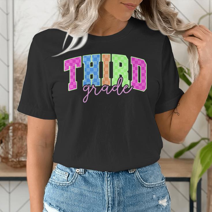 Back To School Neon Checkered Third Grade Colorful Teacher Women's T-Shirt, funny gift Back To School Neon Checkered Third Grade Colorful Teacher Women's T-Shirt, funny gift