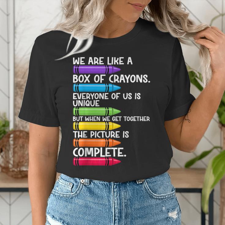 Back To School Teacher We Are Like A Box Of Crayons Women's T-Shirt, funny gift Back To School Teacher We Are Like A Box Of Crayons Women's T-Shirt, funny gift