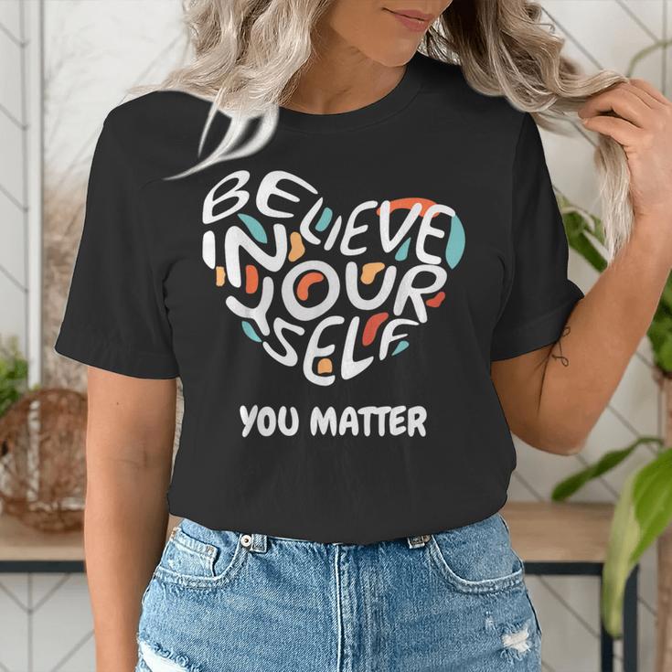 Believe In Yourself YOU MATTER Teachers Big Heart Women's T-Shirt, funny gift