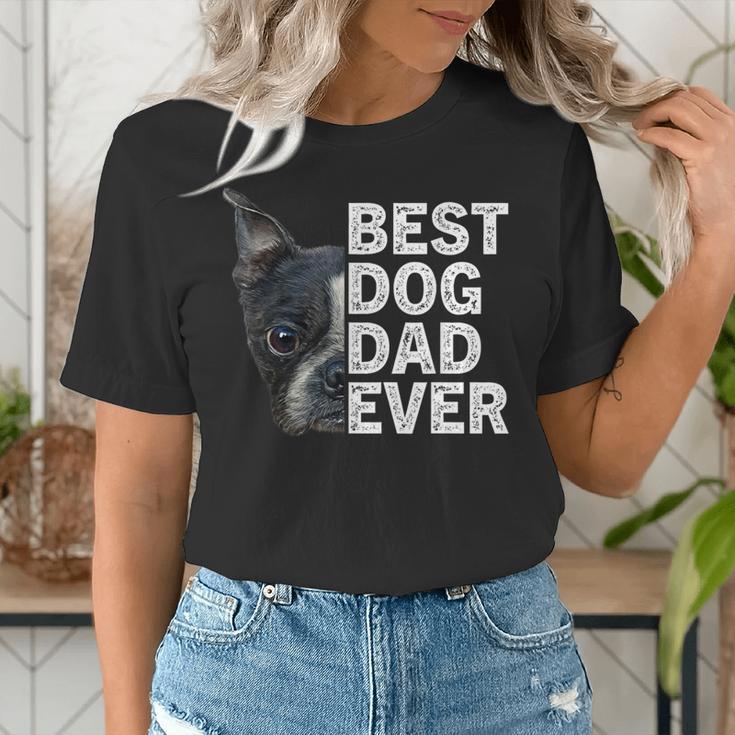 Best Dog Dad Ever Boston Terrier Dog Lover For Dad Men Women Girls Kids Women's T-Shirt, Boston Terrier Dad Shirts, funny gift