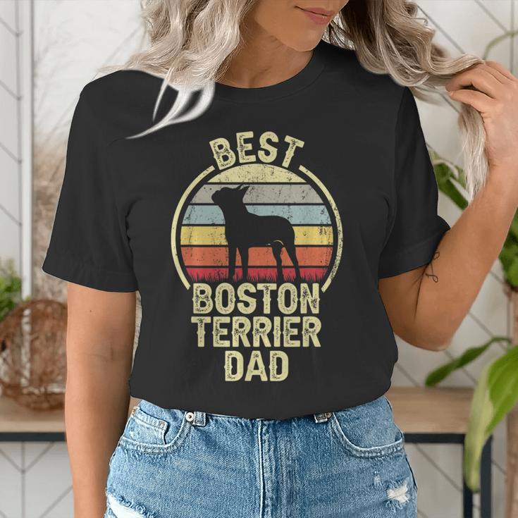 Best Dog Father Dad Vintage Boston Terrier For Men Women Women's T-Shirt, Boston Terrier Dad Shirts, funny gift