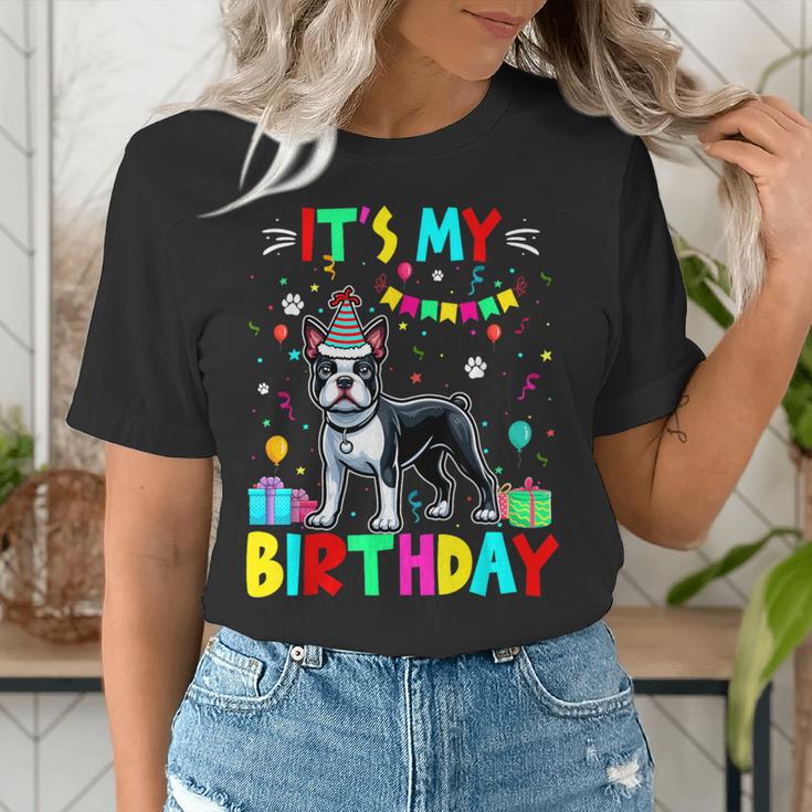 My Birthday Colorful Costume Boston Terrier Party Women's T-Shirt, funny gift