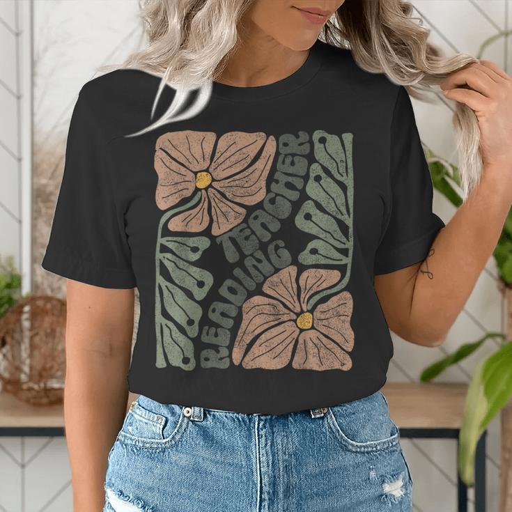 Boho Floral Reading Teacher Retro Reading Specialist Wildfl Women's T-Shirt, funny gift Boho Floral Reading Teacher Retro Reading Specialist Wildfl Women's T-Shirt, funny gift