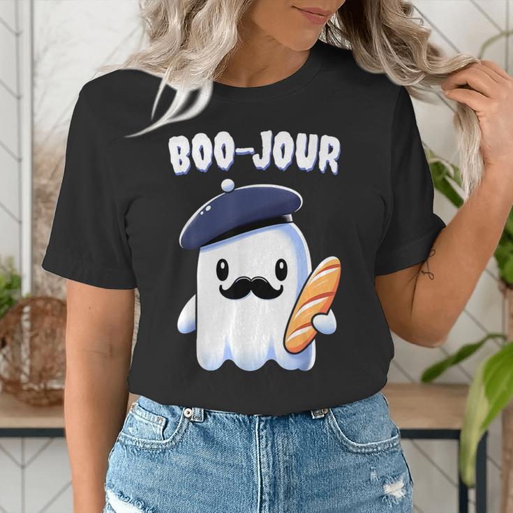 Boo Jour Ghost French Teacher Vintage Teacherlife Groovy Women's T-Shirt, Groovy Teacher Shirts, funny gift