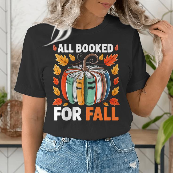 All Booked For Fall Book Pumpkin Autumn Thanksgiving Teacher Women's T-Shirt, funny gift All Booked For Fall Book Pumpkin Autumn Thanksgiving Teacher Women's T-Shirt, funny gift