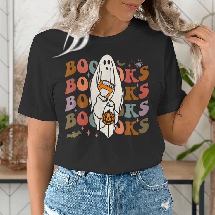 Booooks Ghost Halloween Groovy Vintage Teacher Book Reading Women's T-Shirt, Groovy Teacher Shirts, funny gift Booooks Ghost Halloween Groovy Vintage Teacher Book Reading Women's T-Shirt, Groovy Teacher Shirts, funny gift