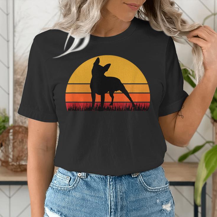 Boston Terrier Bostie Sunset Retro Dog Pet Mom Dad Women's T-Shirt, Boston Terrier Dad Shirts, Boston Terrier Mom Shirts, funny gift
