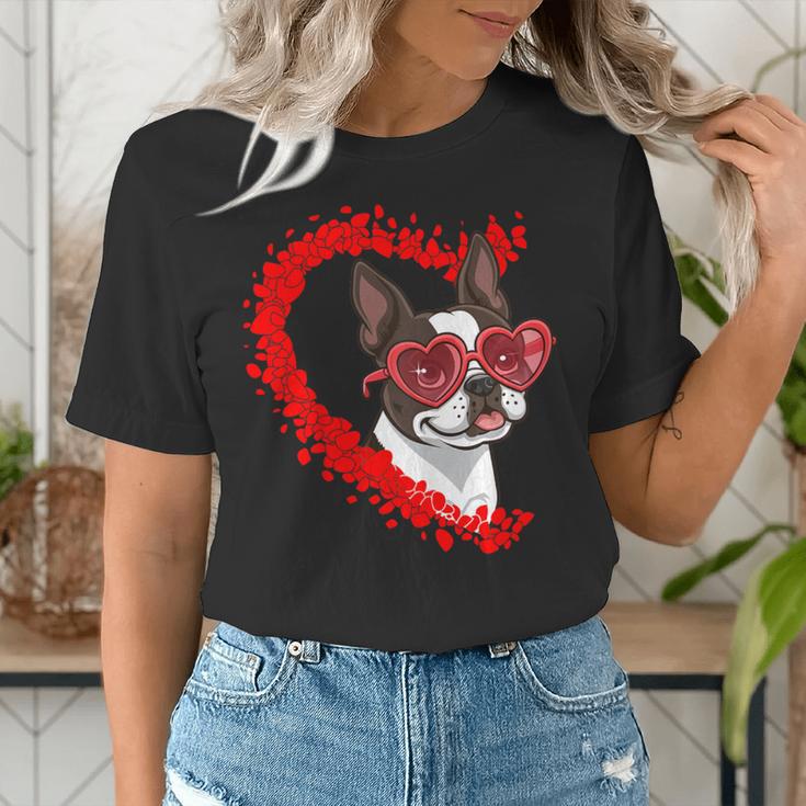 Boston Terrier Dog Mom Dad Valentine’s Day Pet Lover For Men Women Kids Women's T-Shirt, Boston Terrier Dad Shirts, Boston Terrier Mom Shirts, funny gift