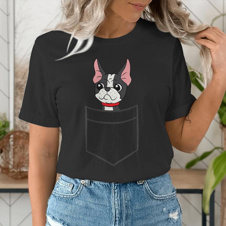 Boston Terrier Dog In The Pocket Boston Terrier For Men Women Girls Kids Women's T-Shirt, funny gift