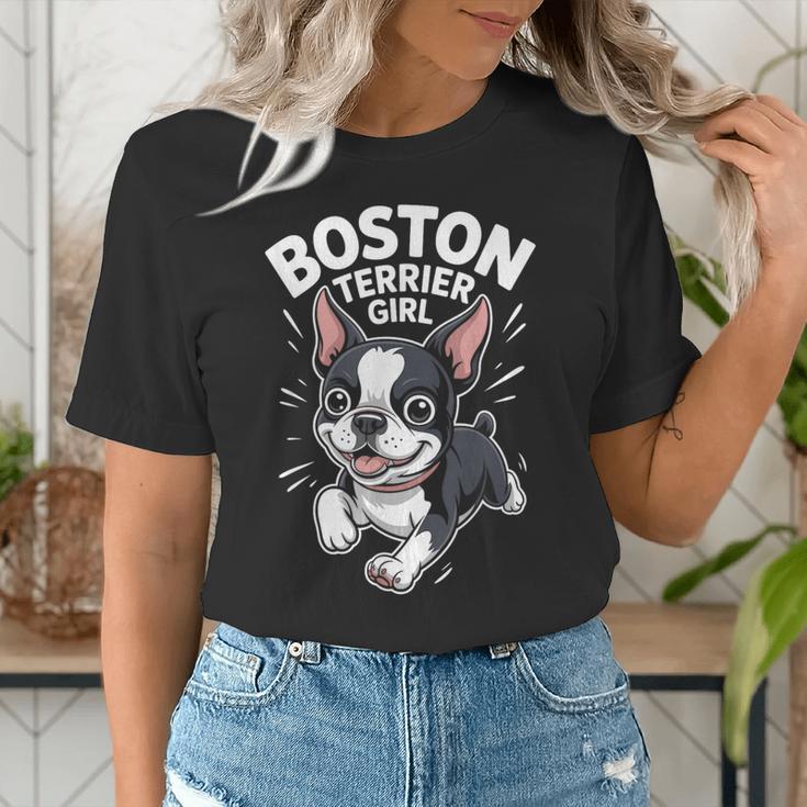 Boston Terrier Girl Cute Cartoon For Dog Owners Pet Terrier Women's T-Shirt, funny gift
