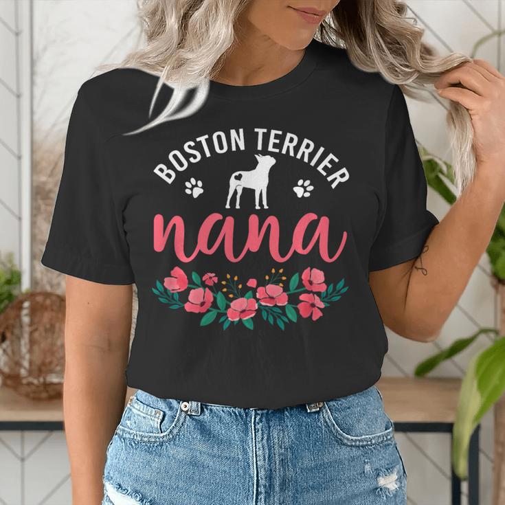 Boston Terrier Grandma Nana Dog Lover Christmas Women's T-Shirt, Boston Terrier Christmas Shirts, funny gift