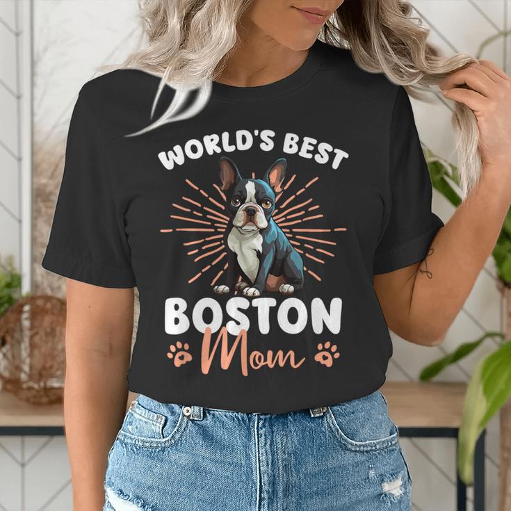Boston Terrier Groovy World's Best Boston Mom Women's T-Shirt, Boston Terrier Mom Shirts, funny gift
