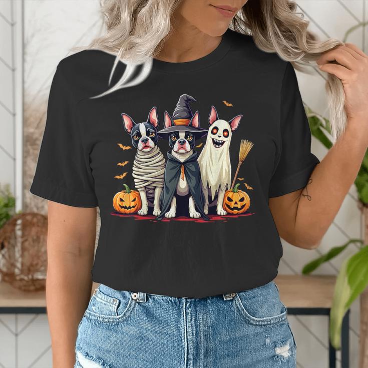 Boston Terrier Halloween Costume Mummy Witch Ghost Dog Lover For Men Women Kids Women's T-Shirt, Boston Terrier Halloween Shirts, Boston Terrier Ghost Shirts, funny gift